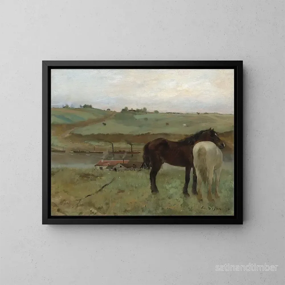 Reproduktion av målningen av hästar på en äng - Edgar Degas
