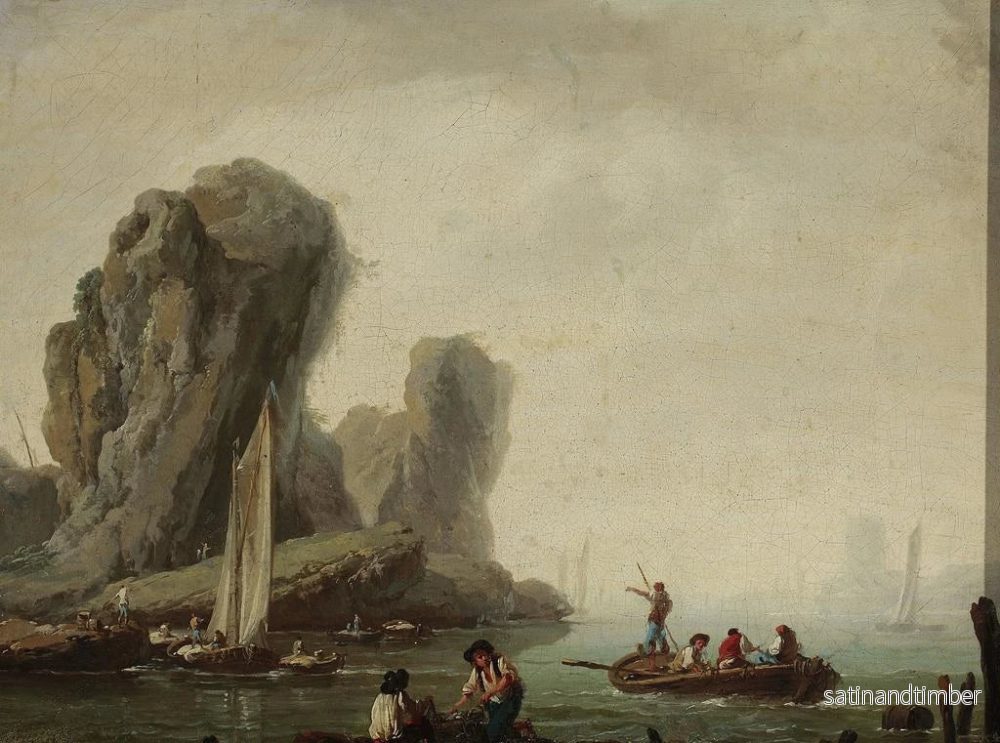 Reproduktion av målningen av havsutsikt med fiskebåtar - Jean-Baptiste Pillement - Bild 2