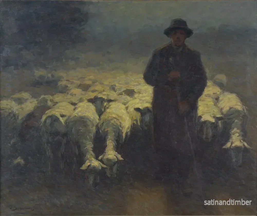 Reproduktion av målningen Troupeau de moutons au clair de lune - Julius Hugo Bergmann - Bild 2