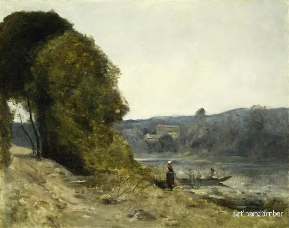 Reproduktion av målningen Le départ du batelier - Jean-Baptiste-Camille Corot - Bild 2