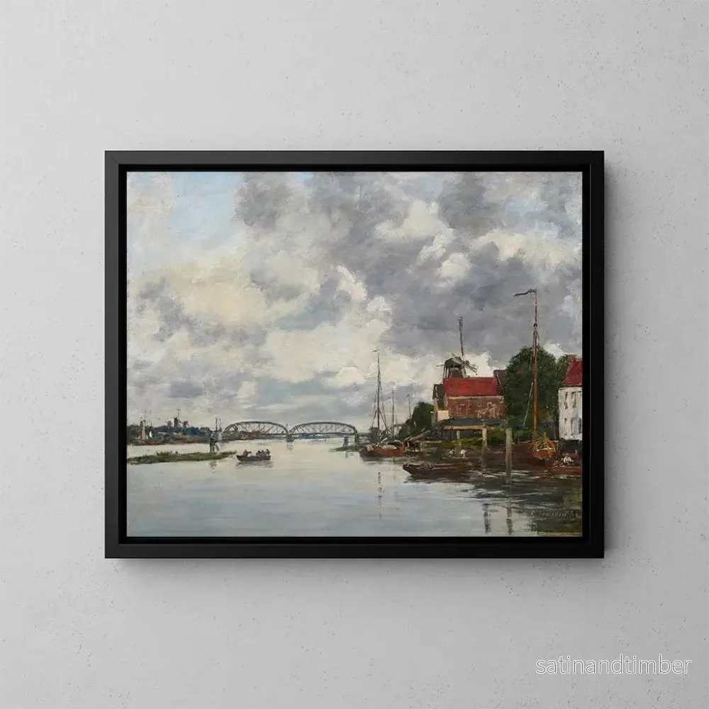 Reproduktion av målningen av Pont de Dordrecht sur la Meuse - Eugène Boudin