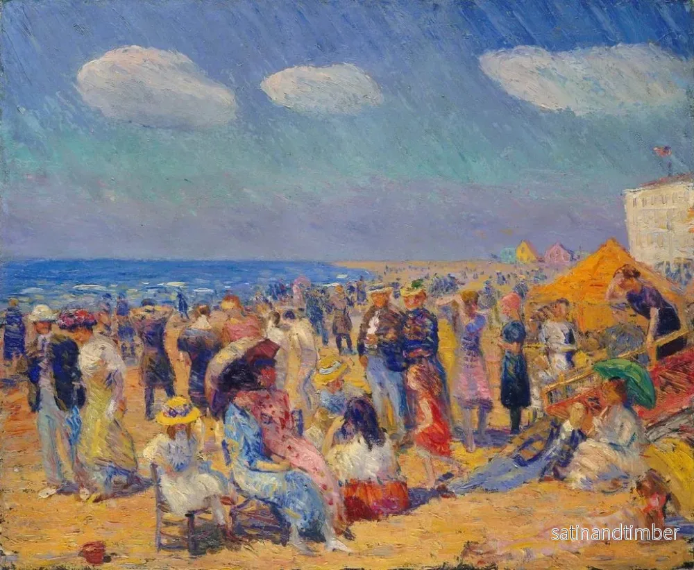 Reproduktion av målningen Folkmassa vid havsstranden - William James Glackens - Bild 2