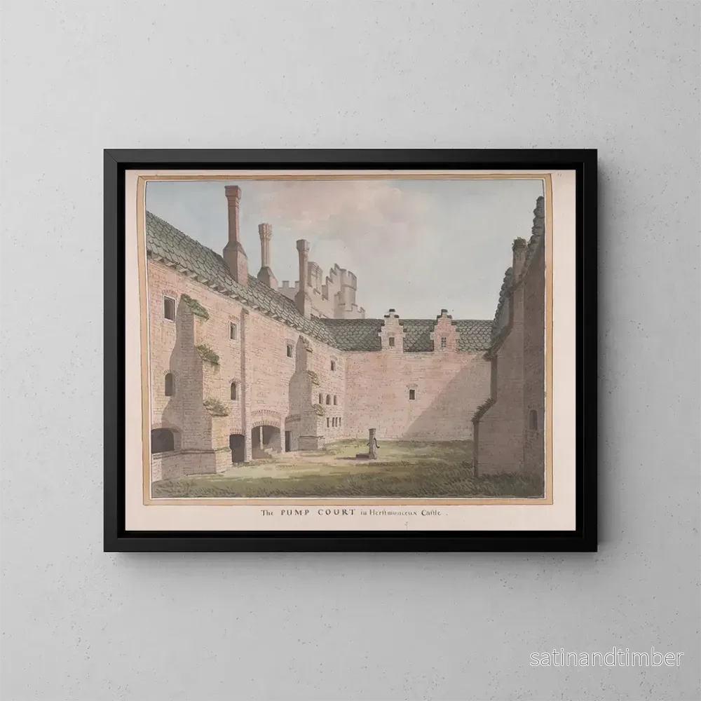 Reproduktion av målningen av Château de Herstmonceux, Sussex de l’Est, la cour de la pompe – James Lambert de Lewes Reproduktion av målningen av Château de Herstmonceux, Sussex de l’Est, la cour de la pompe – James Lambert de Lewes
