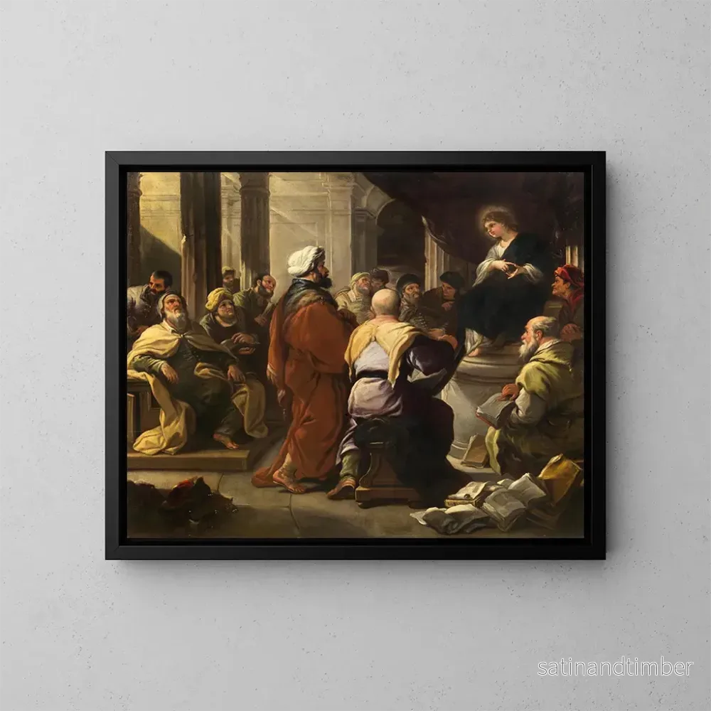 Reproduktion av målningen Le Christ parmi les docteurs - Luca Giordano