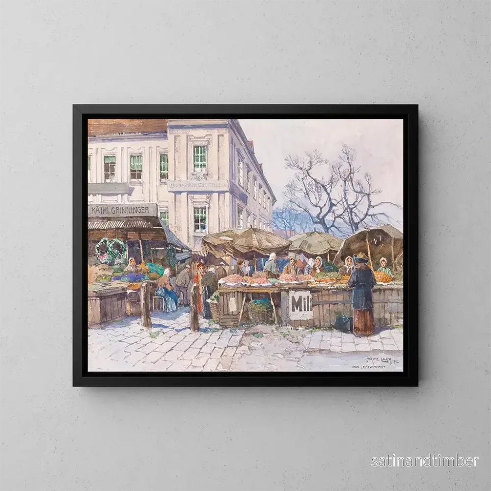 Reproduktion av målningen av Naschmarkt-marknaden i Wien – Fritz Lach Reproduktion av målningen av Naschmarkt-marknaden i Wien – Fritz Lach