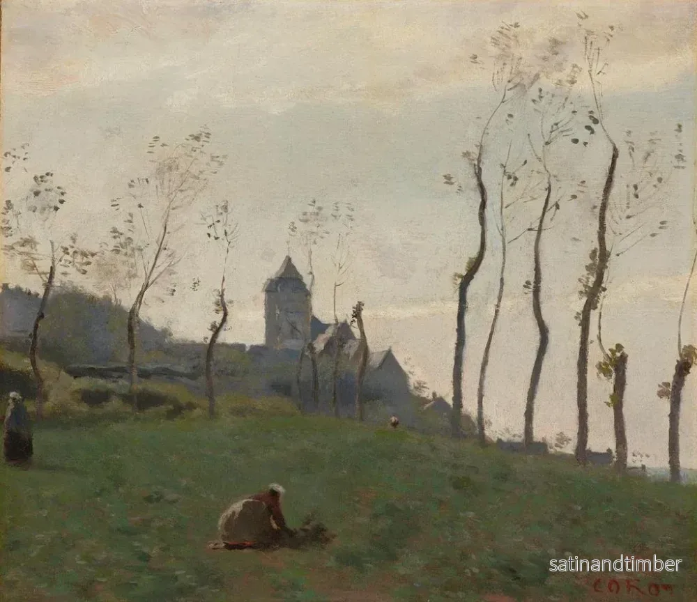 Reproduktion av målningen Le Tréport, en hamn och en kyrka - Jean-Baptiste-Camille Corot - Bild 2