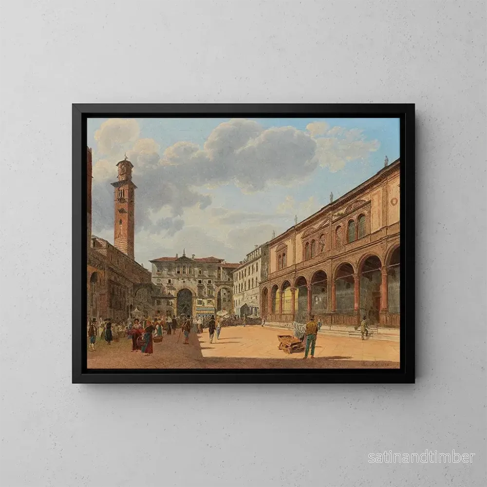 Reproduktion av målningen Vue de la Piazza delle Erbe à Vérone – Jakob Alt