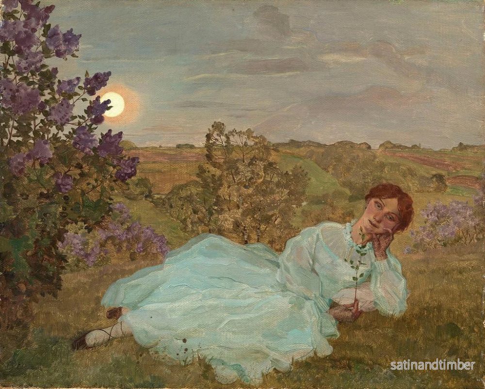 Reproduktion av målningen Repos vid skymningen - Konstantin Andreevich Somov - Bild 2