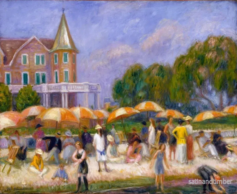 Reproduktion av målningen Parasols sur la plage à Blue Point - William James Glackens - Bild 2