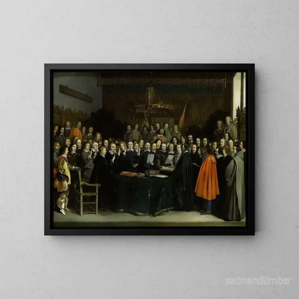 Reproduktion av målningen La Ratifikation du Traité de Münster - Gerard ter Borch