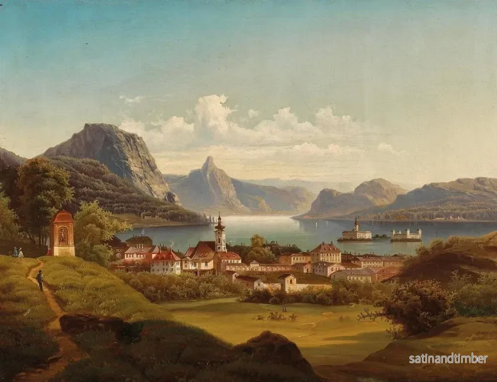 Reproduktion av målningen Gmunden med slottet Ort vid Traunsee - Johann Wilhelm Jankowsky - Bild 2