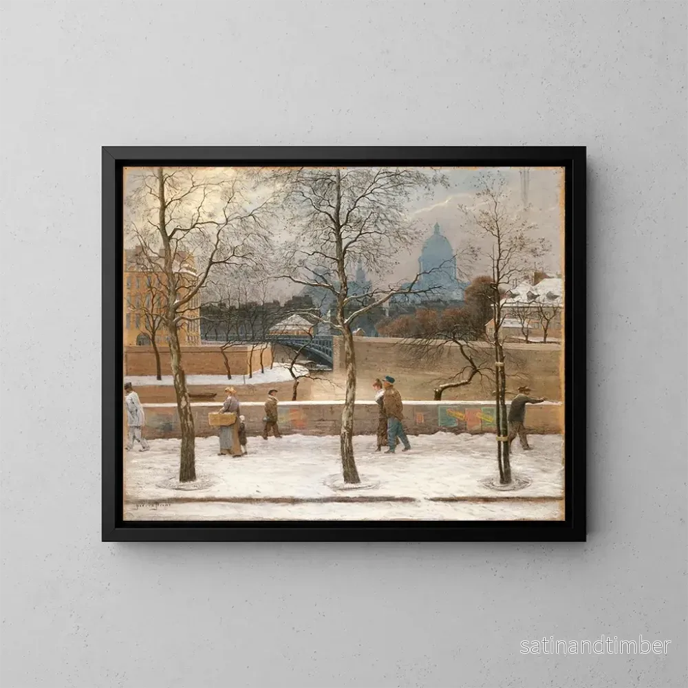 Reproduktion av målningen av Les quais de la Seine framför den västra spetsen av ön Saint-Louis - Pierre-Ernest Prins