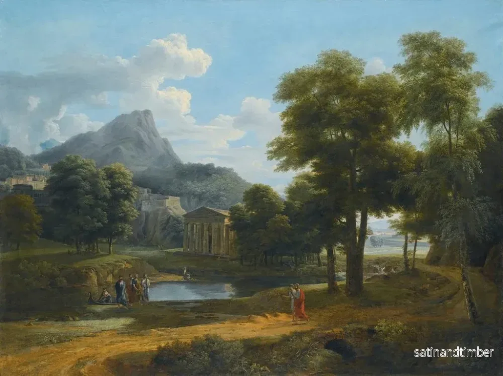 Reproduktion av målningen av ett bergslandskap med utsikt över Phénéos och Minerve Caphyes-templet - Jean-Victor Bertin - Bild 2