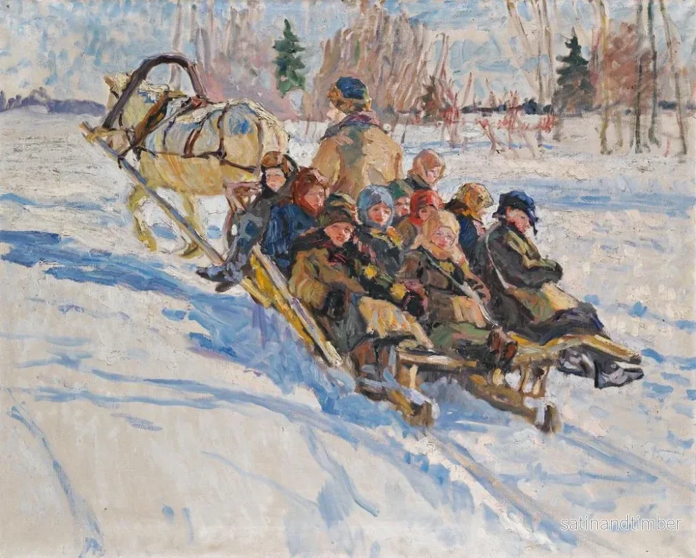 Reproduktion av målningen Barn i en släde - Nikolai Bogdanov-Belsky - Bild 2