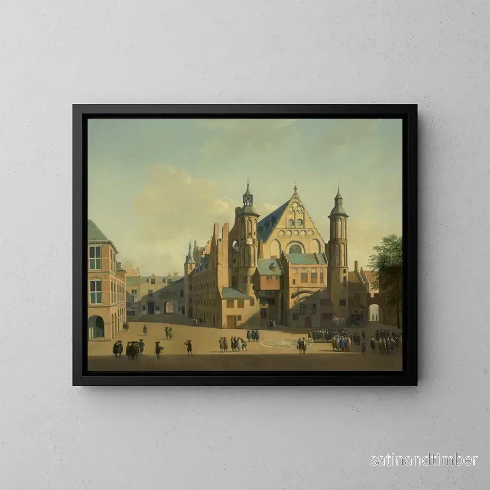 Reproduktion av målningen La cour du Binnenhof avec la Ridderzaal à La Haye - Gerrit Adriaensz Berckheyde