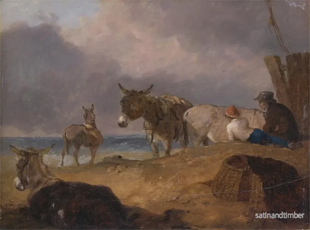 Reproduktion av målningen åsnor och personer på en strand - Julius Caesar Ibbetson - Bild 2