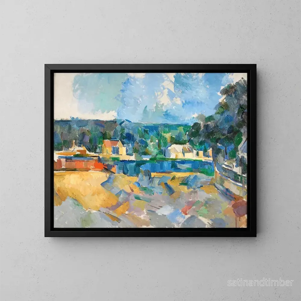 Reproduktion av målningen På flodstranden - Paul Cézanne