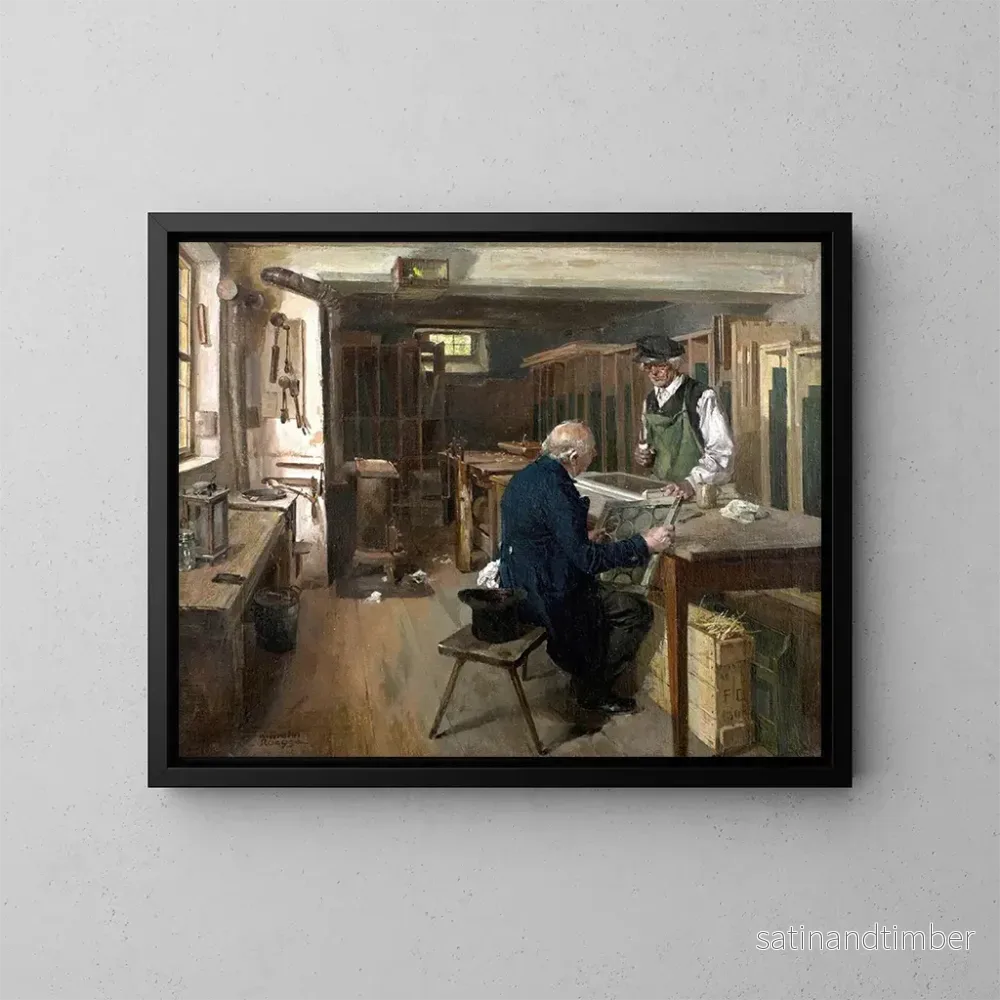 Reproduktion av målningen I glasmålarverkstaden - Wilhelm Rügge den Yngre