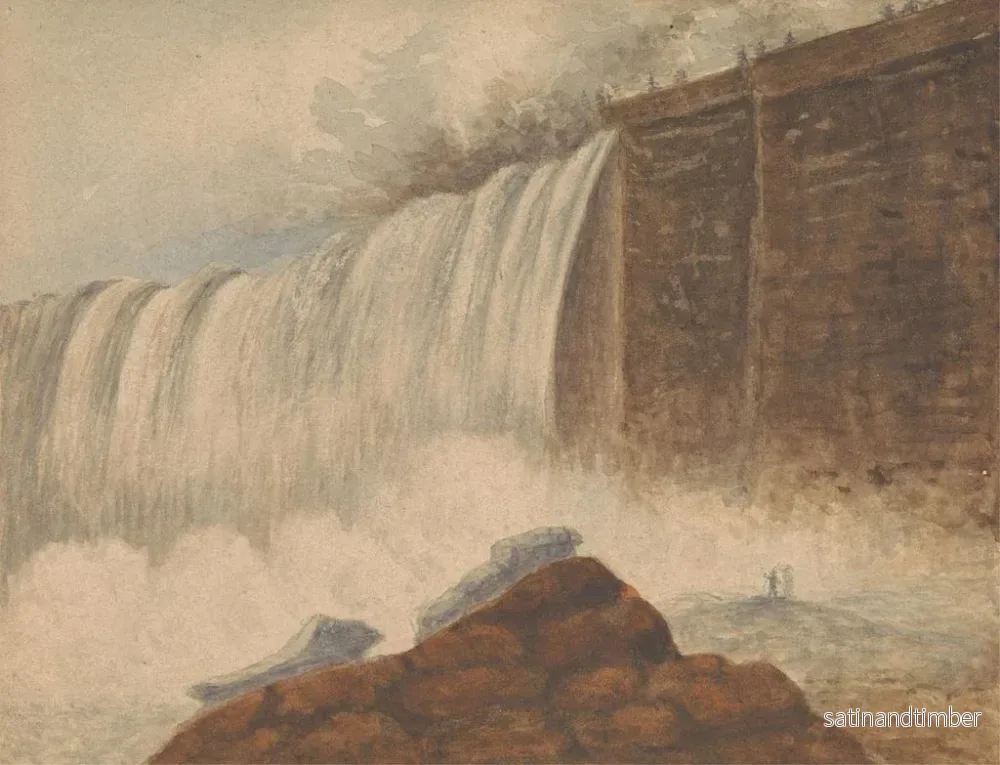 Reproduktion av målningen Vue des chutes du Niagara avec deux figures sur un rocher au premier plan droit - Isaac Weld - Bild 2