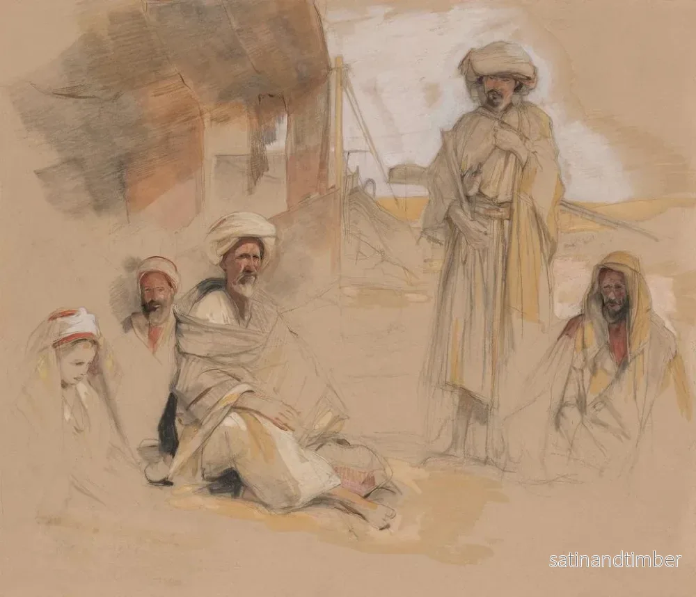 Reproduktion av målningen En beduinställning vid Gebel Tor i Sinaifjällen - John Frederick Lewis - Bild 2