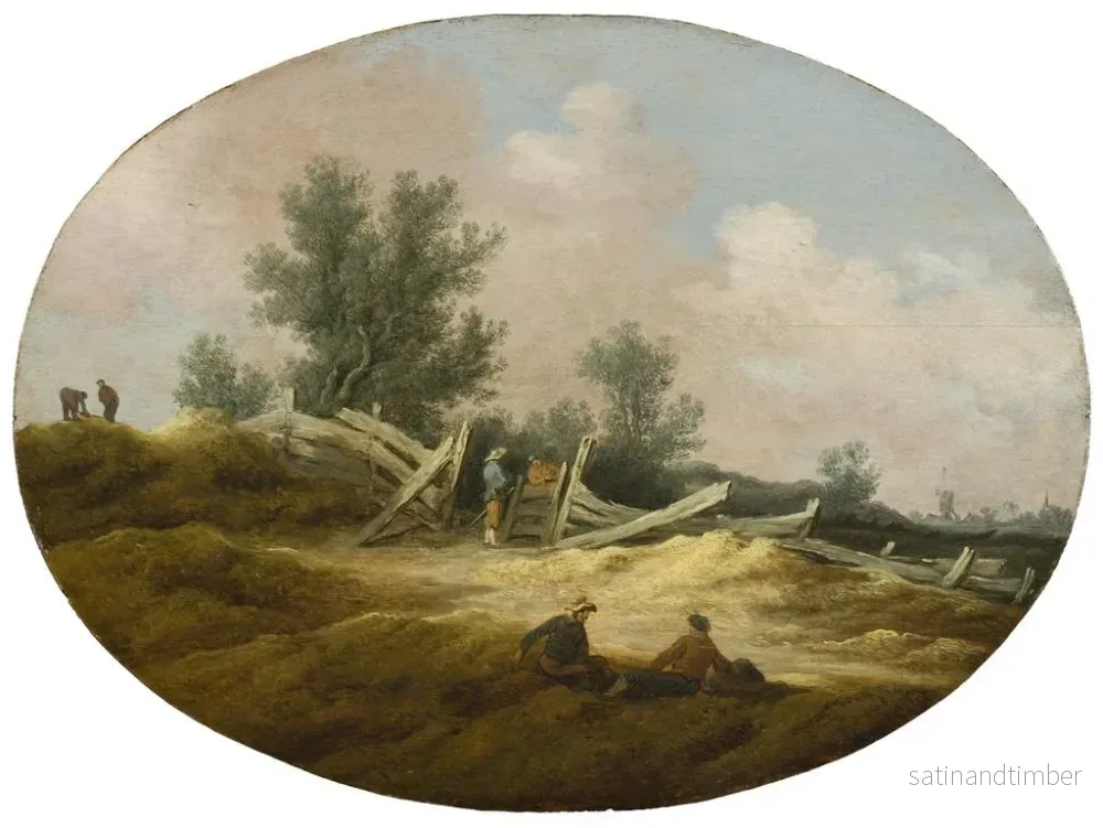 Reproduktion av målningen Landskap med en trästängsel och figurer - Salomon van Ruysdael - Bild 2