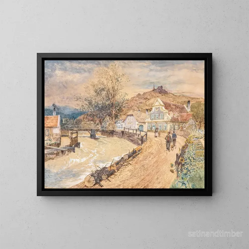 Reproduktion av målningen Motiv från Wachau med Dürnstein-ruinen - Rudolf Weber