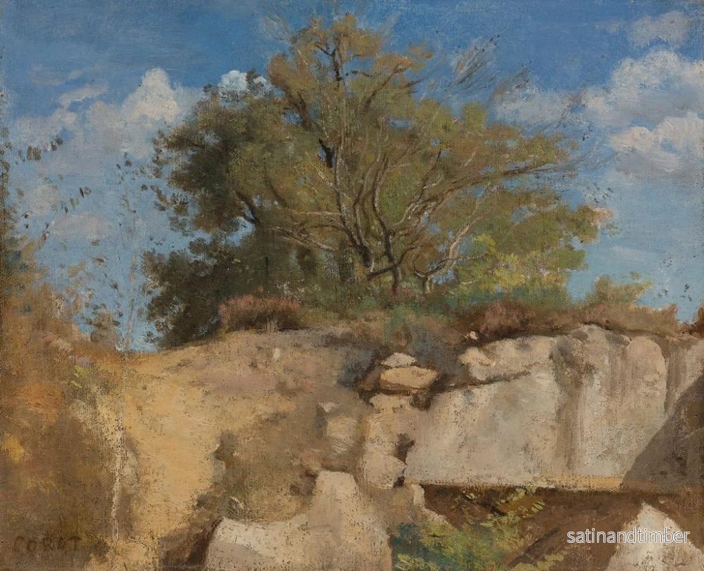 Reproduktion av målningen Fontainebleau, sommet de carrière boisée - Jean-Baptiste-Camille Corot - Bild 2