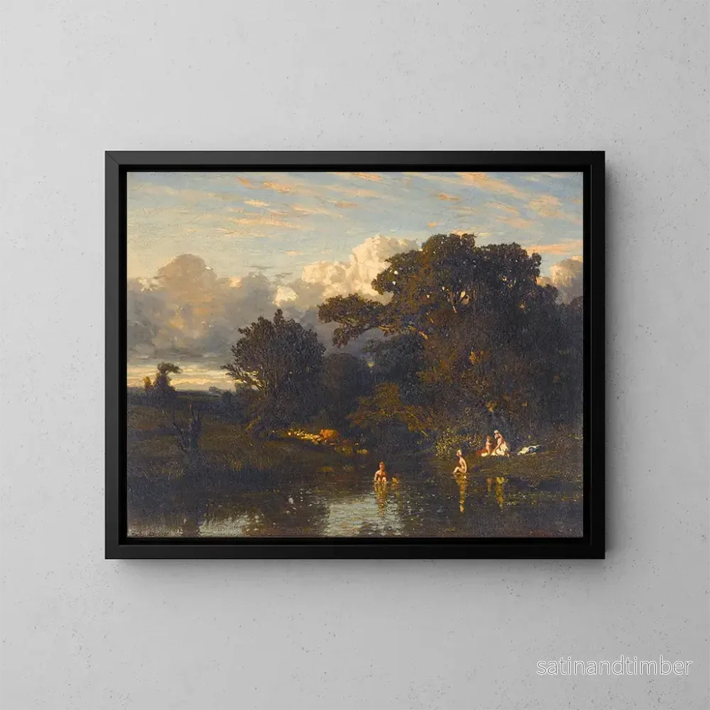 Reproduktion av målningen Les Baigneuses - Jules Dupré
