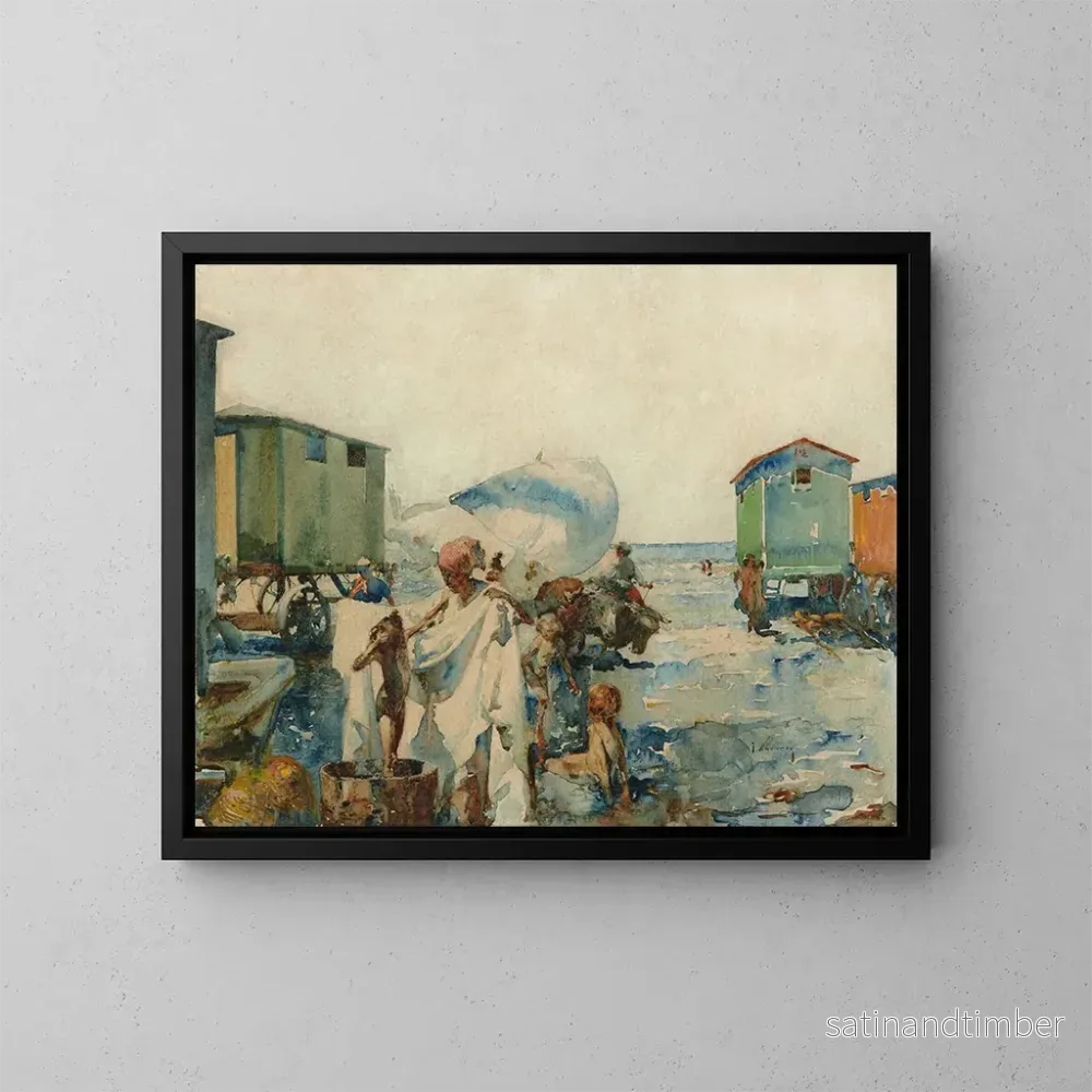 Reproduktion av målningen Baignade sur la plage près des chariots – José Navarro y Llorens Reproduktion av målningen Baignade sur la plage près des chariots – José Navarro y Llorens