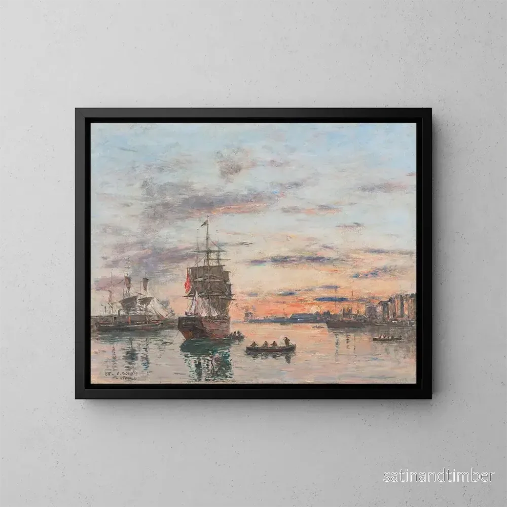 Reproduktion av målningen Le Havre, framtidens hamn - Eugène Boudin
