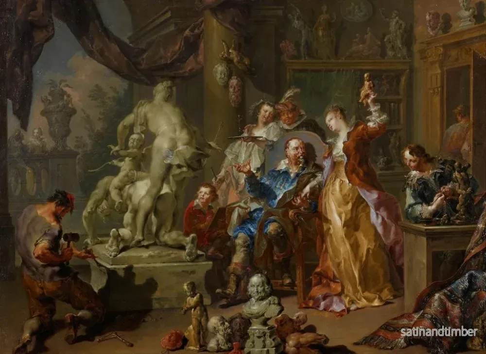 Reproduktion av målningen L'atelier du sculpteur - Johann Georg Platzer - Bild 2