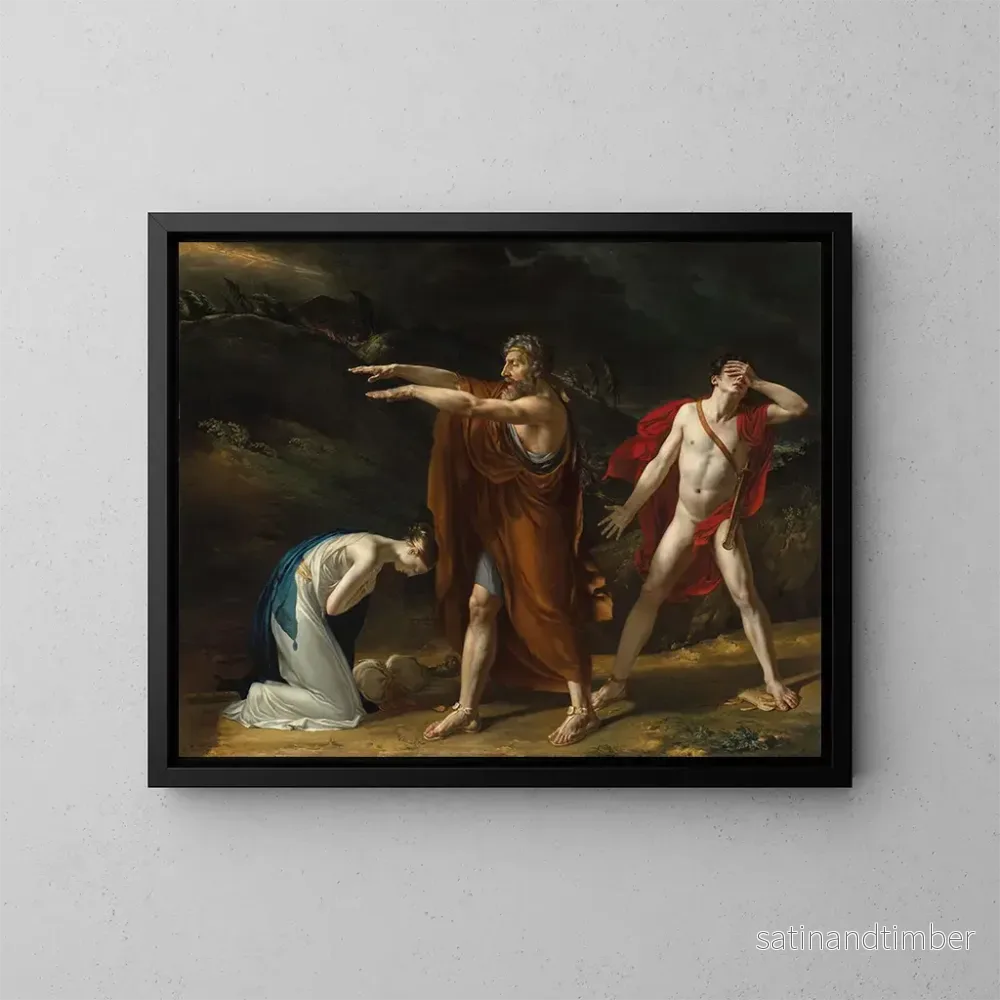 Reproduktion av målningen Antigone suppliant Œdipe de lever sa malédiction sur Polynice - Michel Lambert