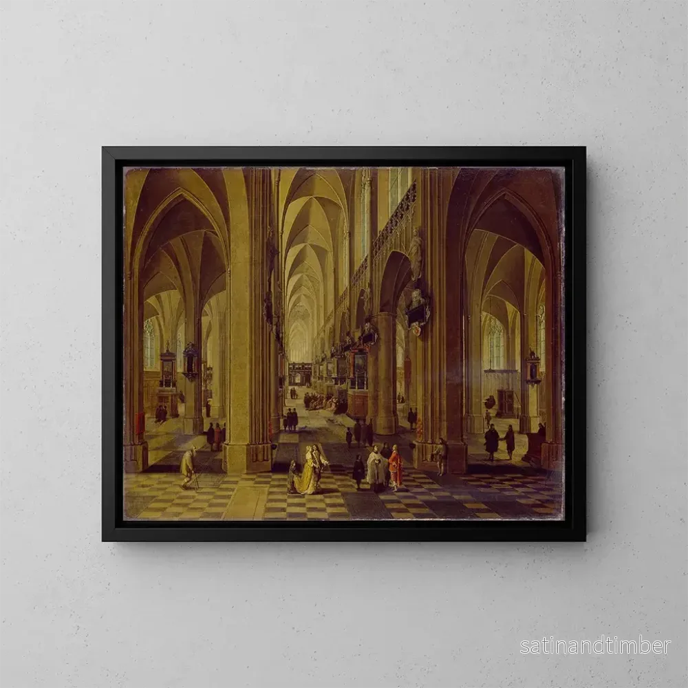 Reproduktion av målningen Inomhusmålning av Antwerpen katedral - Pieter Neeffs den äldre