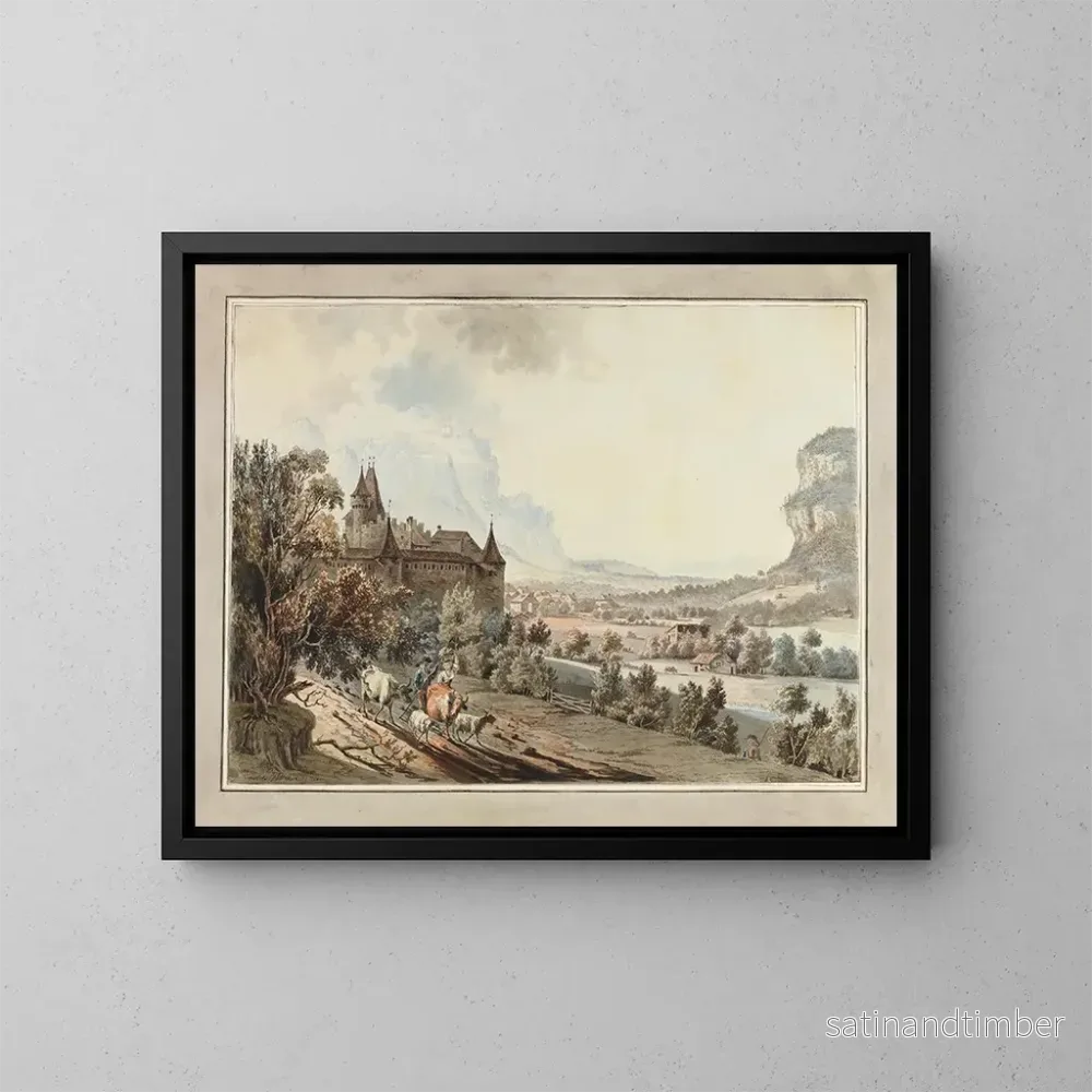 Reproduktion av målningen Vue du château d'Aigle - Johann Karl Müllner
