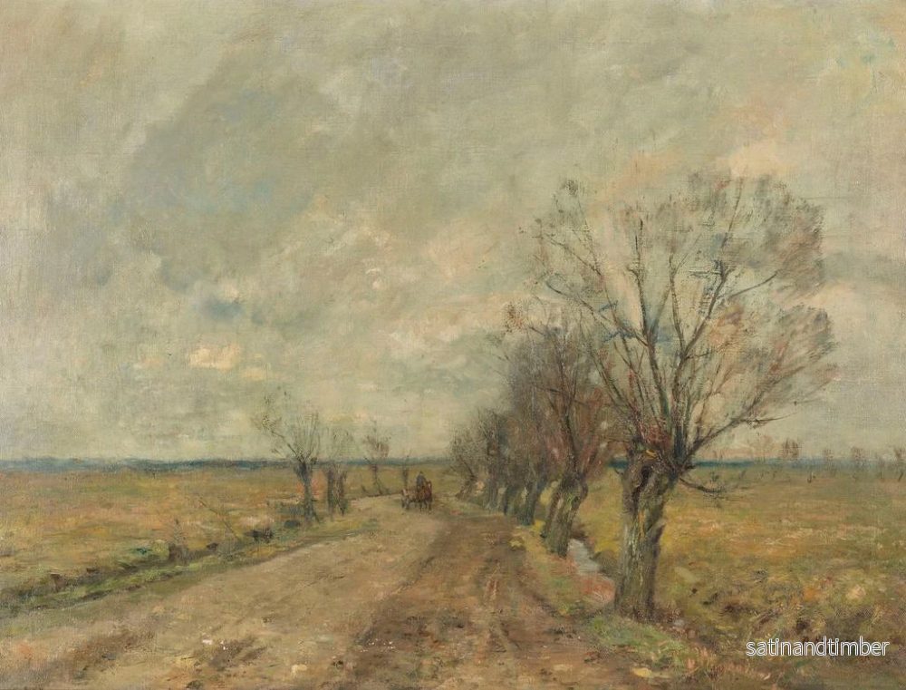 Reproduktion av målningen landskapsbild med träsk och pilträdsgata samt ryttare - Rudolf Hückner - Bild 2
