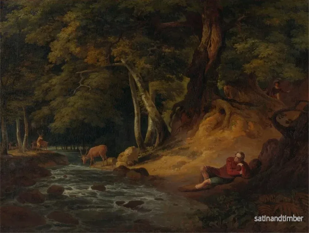 Reproduktion av målningen Jacques och hjorten skadad, Comme il vous plaira, Akt II, Scen I - William Hodges - Bild 2