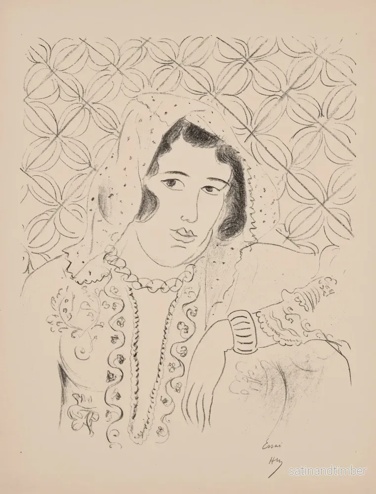 Reproduction du dessin Figure devant tapa africain – Henri Matisse Reproduction du dessin Figure devant tapa africain – Henri Matisse