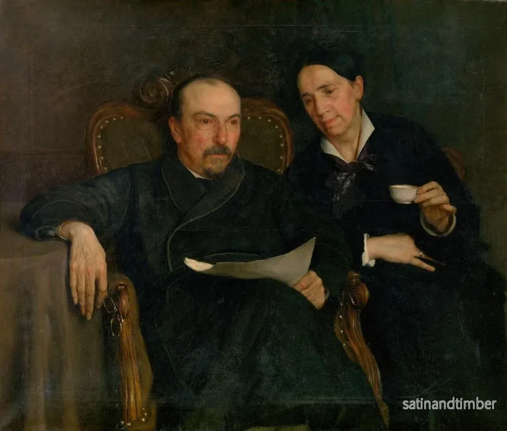 Reproduktion av målningen Le poète Jan Van Beers et sa femme, les parents des artistes - Jan van Beers - Bild 2