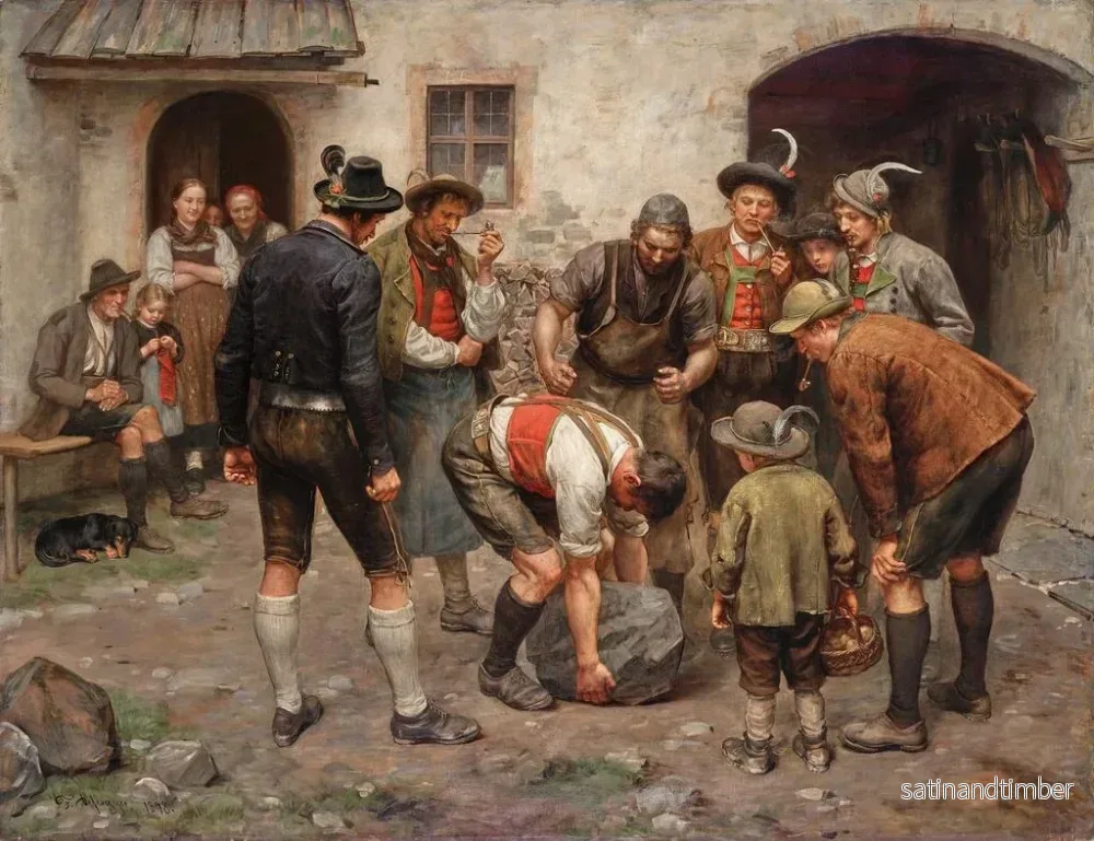 Reproduktion av målningen L'épreuve de force - Franz von Defregger - Bild 2