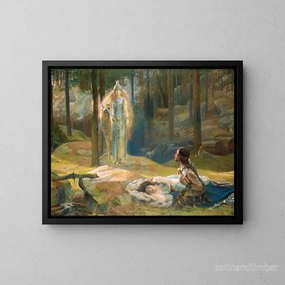 Reproduktion av målningen La révélation de Brynhild découvrant Sieglind et Sigmund - Gaston Bussière