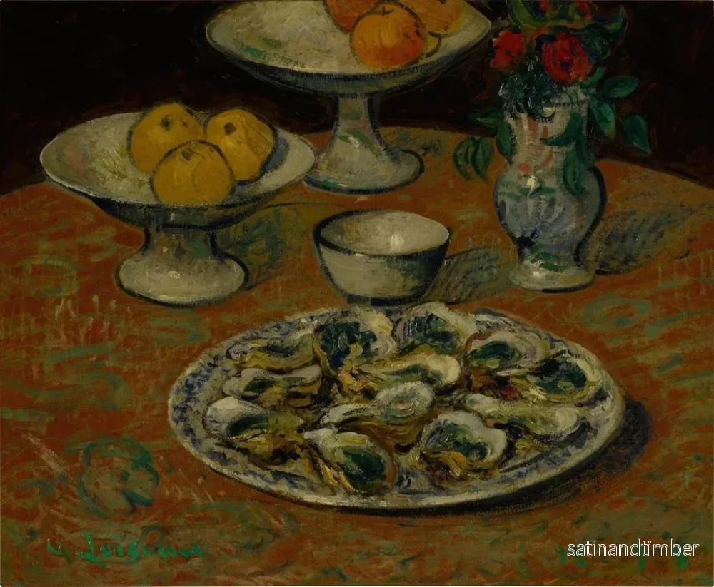 Reproduktion av målningen Naturtavla med ostron, frukt och blommor - Gustave Loiseau - Bild 2
