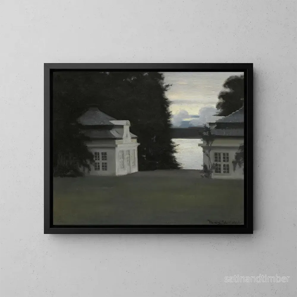 Reproduktion av målningen Les pavillons de l’Érémitage dans les jardins royaux de Fredensborg – Harald Slott-Møller Reproduktion av målningen Les pavillons de l’Érémitage dans les jardins royaux de Fredensborg – Harald Slott-Møller