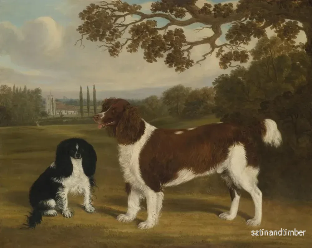 Reproduktion av målningen En leksprydande toy och en springer spaniel i ett landskap med en kyrka i fjärran - William Nedham - Bild 2