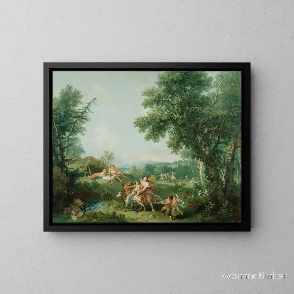 Reproduktion av målningen Landskap med Bacchus utbildning – Francesco Zuccarelli