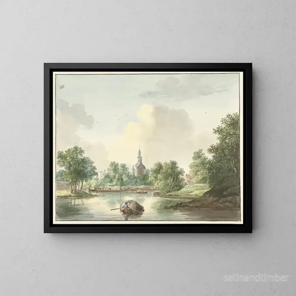 Reproduktion av målningen La porte de Hogerwoerd à Leyde vue depuis le canal – Pieter Gerardus van Os Reproduktion av målningen La porte de Hogerwoerd à Leyde vue depuis le canal – Pieter Gerardus van Os