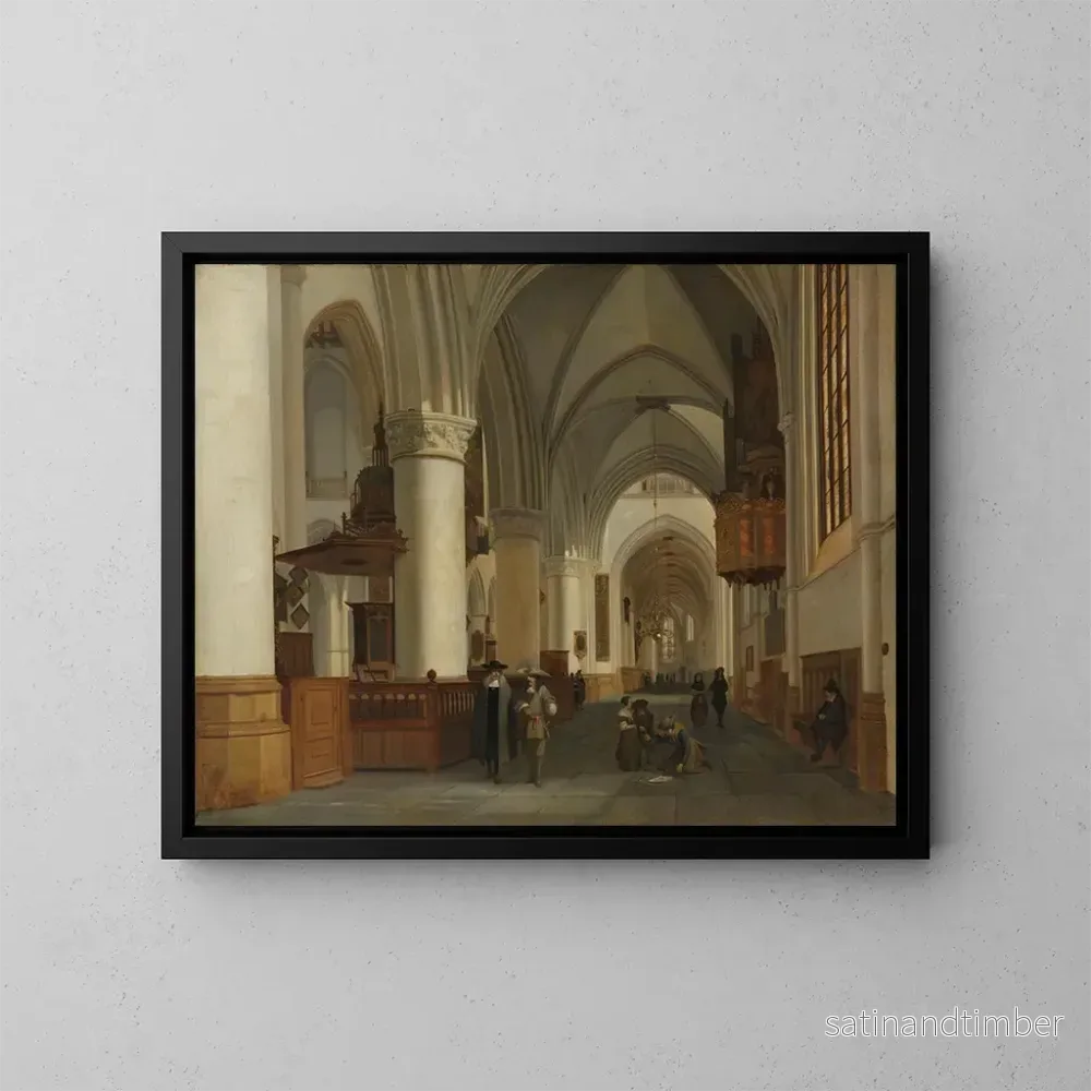 Reproduktion av målningen av interiören i Saint-Bavon-kyrkan i Haarlem – Job Adriaensz Berckheyde Reproduktion av målningen av interiören i Saint-Bavon-kyrkan i Haarlem – Job Adriaensz Berckheyde