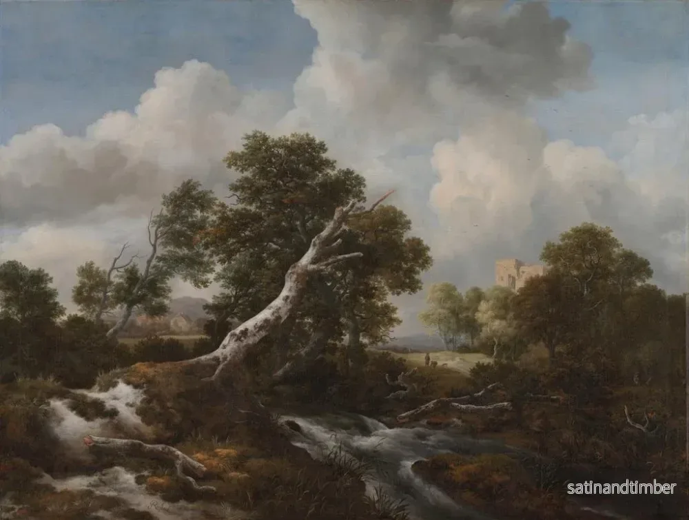 Reproduktion av målningen Cascade basse i ett skogigt landskap med en död bok - Jacob van Ruisdael - Bild 2
