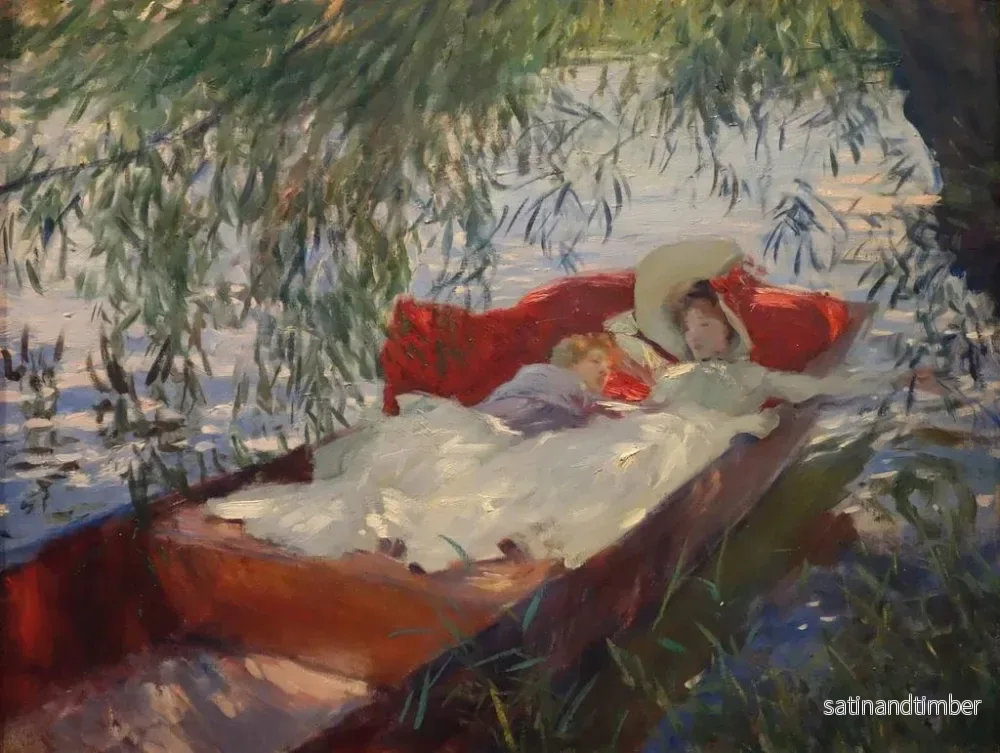 Reproduktion av målningen av dam och barn som sover i en båt under vide - John Singer Sargent - Bild 2