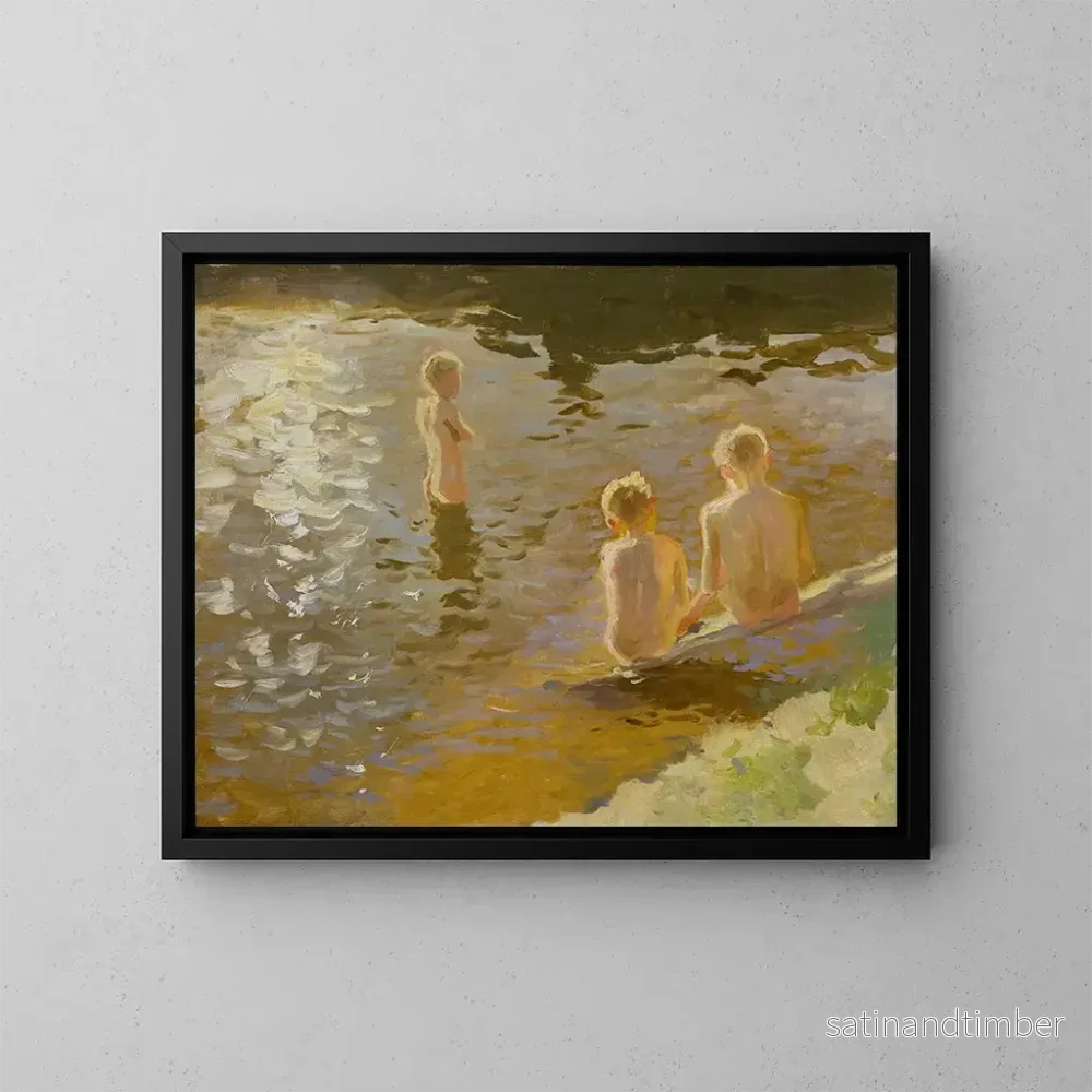 Reproduktion av målningen Boys Bathing - Johann Walter-Kurau