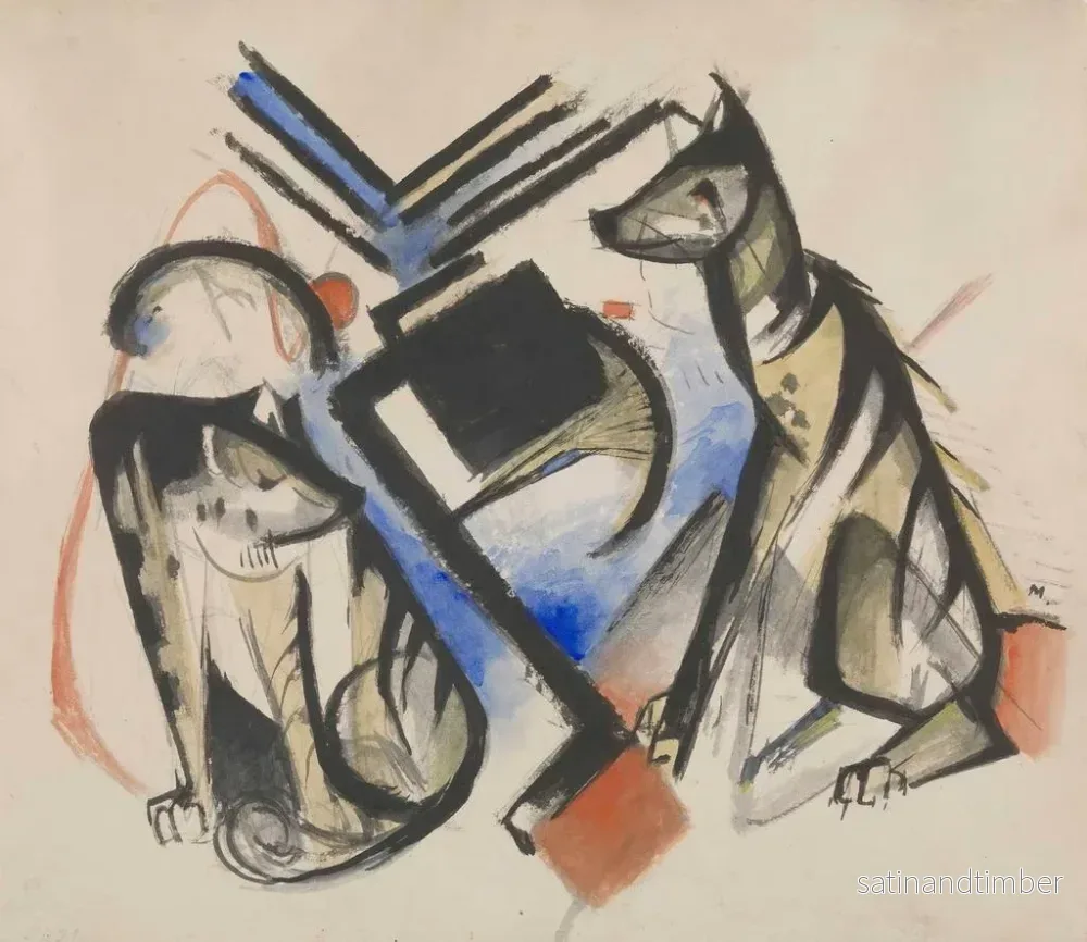Reproduktion av målningen Två vargar - Franz Marc - Bild 2